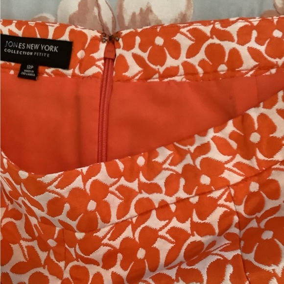 Jones New York Collections skirt flowers orange white size 12P like new … - Picture 5 of 14